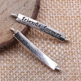 WYSIWYG 10pcs Jewelry DIY Handmade Craft Charms Antique Silver Color 4x32mm Friends Forever Connector