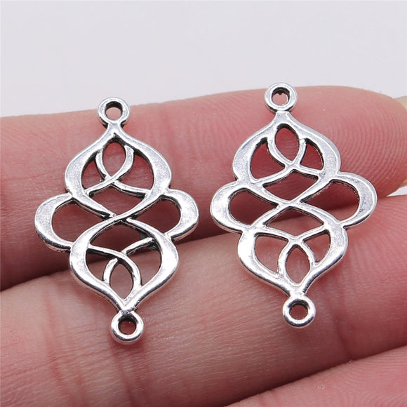 WYSIWYG 10pcs Jewelry Diy Handmade Craft Charms Antique Silver Color 17x26mm Chinese Knot Connector Connector
