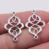 WYSIWYG 10pcs Jewelry Diy Handmade Craft Charms Antique Silver Color 17x26mm Chinese Knot Connector Connector