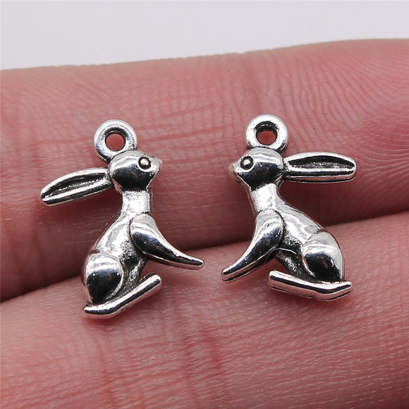 WYSIWYG 10pcs Jewelry Making Diy Handmade Craft Charms Antique Silver Color 10x15mm Rabbit Pendant