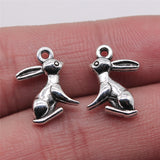 WYSIWYG 10pcs Jewelry Making Diy Handmade Craft Charms Antique Silver Color 10x15mm Rabbit Pendant