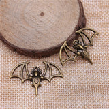 WYSIWYG 10pcs Metal Openwork Bat Elf Charm Halloween Necklace Bracelet DIY Metal Jewelry Alloy Pendants 32x20mm