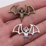 WYSIWYG 10pcs Metal Openwork Bat Elf Charm Halloween Necklace Bracelet DIY Metal Jewelry Alloy Pendants 32x20mm