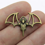 WYSIWYG 10pcs Metal Openwork Bat Elf Charm Halloween Necklace Bracelet DIY Metal Jewelry Alloy Pendants 32x20mm