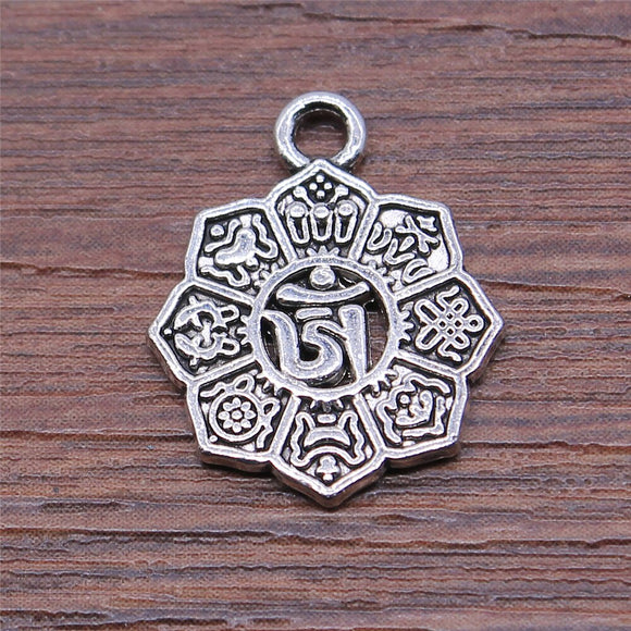 WYSIWYG 10pcs Om Symbol Pendant Charms Diy Jewelry Making Jewelry Finding Antique Silver Color 15x18mm