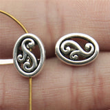 WYSIWYG 10pcs Oval Carved Small Hole Beads DIY Metal Alloy Jewelry Findings Antique Silver Color 9x12mm