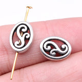 WYSIWYG 10pcs Oval Carved Small Hole Beads DIY Metal Alloy Jewelry Findings Antique Silver Color 9x12mm