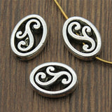 WYSIWYG 10pcs Oval Carved Small Hole Beads DIY Metal Alloy Jewelry Findings Antique Silver Color 9x12mm