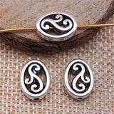 WYSIWYG 10pcs Oval Carved Small Hole Beads DIY Metal Alloy Jewelry Findings Antique Silver Color 9x12mm