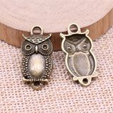 WYSIWYG 10pcs Owl Connector Charms Pendant DIY Jewelry Findings Antique Silver Color Tone 27x13mm