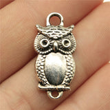 WYSIWYG 10pcs Owl Connector Charms Pendant DIY Jewelry Findings Antique Silver Color Tone 27x13mm