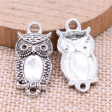 WYSIWYG 10pcs Owl Connector Charms Pendant DIY Jewelry Findings Antique Silver Color Tone 27x13mm