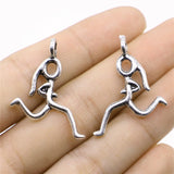 WYSIWYG 10pcs Running Girl Pendant Charms DIY Jewelry Making Jewelry Finding Antique Silver Color 25x32mm