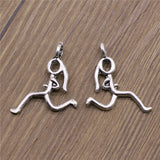 WYSIWYG 10pcs Running Girl Pendant Charms DIY Jewelry Making Jewelry Finding Antique Silver Color 25x32mm