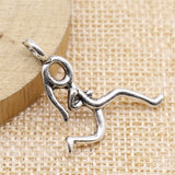 WYSIWYG 10pcs Running Girl Pendant Charms DIY Jewelry Making Jewelry Finding Antique Silver Color 25x32mm