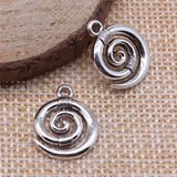 WYSIWYG 10pcs Tibetan Silver Color Spiral Swirl Charms Pendants Beads For Jewelry Making Findings 19x15mm