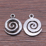WYSIWYG 10pcs Tibetan Silver Color Spiral Swirl Charms Pendants Beads For Jewelry Making Findings 19x15mm