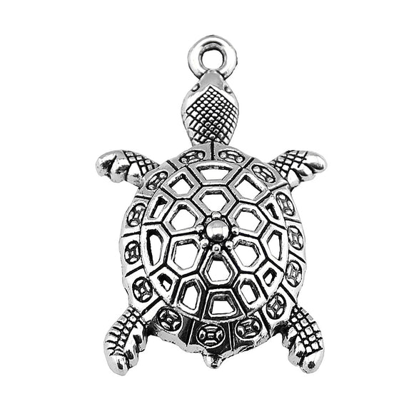 WYSIWYG 10pcs Tortoise Charm Vintage Turtle Animal Pendants Keychain Necklace Jewelry Making Accessories DIY Crafts 39x24mm EF3776