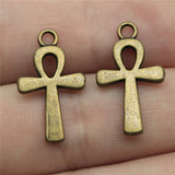 WYSIWYG 10pcs/lot 13x22mm Ankh Cross Charms Pendant For Jewelry Making Antique Gold Color Alloy Charms