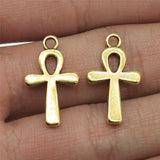 WYSIWYG 10pcs/lot 13x22mm Ankh Cross Charms Pendant For Jewelry Making Antique Gold Color Alloy Charms