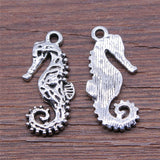 WYSIWYG 10pcs/lot Hippocampus Charms Pendant Diy Metal Jewelry Making Antique Silver Color 12x25mm