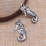 WYSIWYG 10pcs/lot Hippocampus Charms Pendant Diy Metal Jewelry Making Antique Silver Color 12x25mm