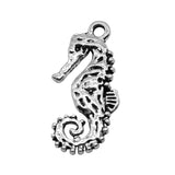WYSIWYG 10pcs/lot Hippocampus Charms Pendant Diy Metal Jewelry Making Antique Silver Color 12x25mm