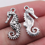 WYSIWYG 10pcs/lot Hippocampus Charms Pendant Diy Metal Jewelry Making Antique Silver Color 12x25mm