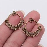 WYSIWYG 10pcs/lot Jewelry Diy Handmade Craft Charms Antique Silver Color 24x24mm Porous Earring Connector Accessories