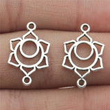 WYSIWYG 14pcs 20mm 7 Styles Chakra Charms Jewelry Accessories Handmade Craft Chakra Connector Charms Antique Silver Color