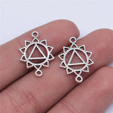 WYSIWYG 14pcs 20mm 7 Styles Chakra Charms Jewelry Accessories Handmade Craft Chakra Connector Charms Antique Silver Color