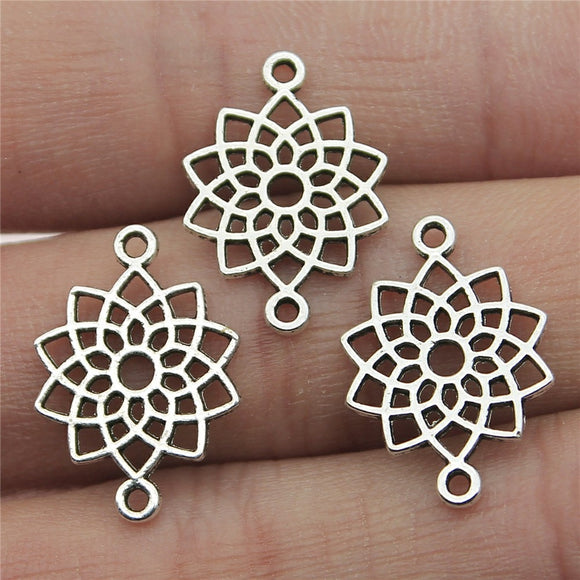 WYSIWYG 14pcs 20mm 7 Styles Chakra Charms Jewelry Accessories Handmade Craft Chakra Connector Charms Antique Silver Color