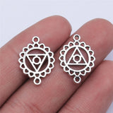 WYSIWYG 14pcs 20mm 7 Styles Chakra Charms Jewelry Accessories Handmade Craft Chakra Connector Charms Antique Silver Color