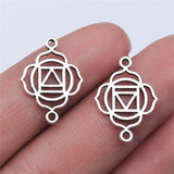 WYSIWYG 14pcs 20mm 7 Styles Chakra Charms Jewelry Accessories Handmade Craft Chakra Connector Charms Antique Silver Color