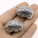 WYSIWYG 1pcs 21x37mm Charms Human Brain DIY Jewelry Findings Antique Silver Color For Necklace Making