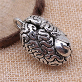 WYSIWYG 1pcs 21x37mm Charms Human Brain DIY Jewelry Findings Antique Silver Color For Necklace Making