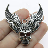 WYSIWYG 1pcs 34x50mm Skull Angel Wing Charm Pendants Antique Silver Color Tone Big Wings Skull Charm Pendant
