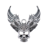 WYSIWYG 1pcs 34x50mm Skull Angel Wing Charm Pendants Antique Silver Color Tone Big Wings Skull Charm Pendant