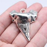 WYSIWYG 1pcs 37x44mm Antique Silver Color Big Shark Teeth Charms Pendant For DIY Jewelry Making Handmade Jewelry Craft Findings