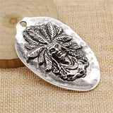 WYSIWYG 1pcs 43x67mm Charms Indian Chief Pendant Antique Silver Color For Jewelry Making Jewelry Findings