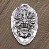 WYSIWYG 1pcs 43x67mm Charms Indian Chief Pendant Antique Silver Color For Jewelry Making Jewelry Findings