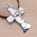 1pcs 43x69mm Antique Silver Color Jesus Fish Cross Charms Pendant For DIY Jewelry Making ef4304