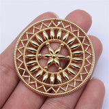 WYSIWYG 1pcs 47x47mm KC Gold Color Round Flower Piece Charms Pendant For Jewelry Making Earring Making Accessories