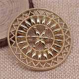 WYSIWYG 1pcs 47x47mm KC Gold Color Round Flower Piece Charms Pendant For Jewelry Making Earring Making Accessories