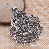 WYSIWYG 1pcs 49x63mm Charms Connector Big Indian Idol Shiva Antique Silver Color Alloy Diy Jewelry Making Accessories