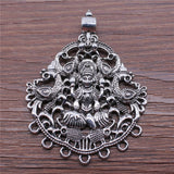 WYSIWYG 1pcs 49x63mm Charms Connector Big Indian Idol Shiva Antique Silver Color Alloy Diy Jewelry Making Accessories