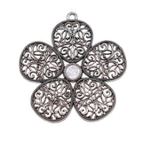 WYSIWYG 1pcs 50x48mm Antique Silver Color Big Flower Charms Big Carved Flowers Pendants Large Carved Flowers Charm