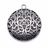 WYSIWYG 1pcs 50x50mm 3D Hollow Carved Flower Pendant Charms Antique Silver Color For Jewelry Making Zinc Alloy Jewelry Findings