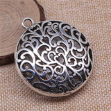 WYSIWYG 1pcs 50x50mm 3D Hollow Carved Flower Pendant Charms Antique Silver Color For Jewelry Making Zinc Alloy Jewelry Findings