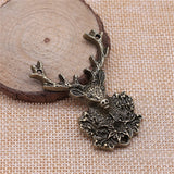 WYSIWYG 1pcs 51x38mm Reindeer Deer Head Antlers Pendants Jewelry Making Antique Bronze Color Deer Antlers Pendants Charm